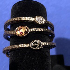 Antique Gold Patterned Stretch Bracelets (Set of 3)